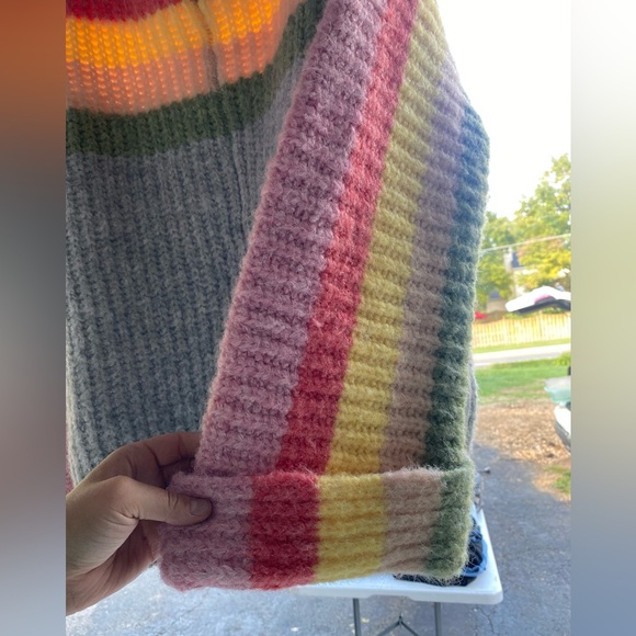 POL Oversized Multicolor Knit Chunky Rainbow Cake Sweater - Picture 6 of 6